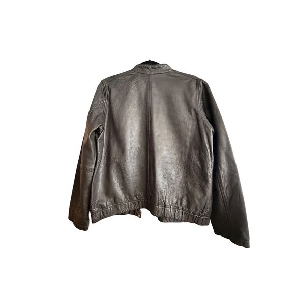 Lucky Brand Womens Black Leather Moto Bomber Jacket Size L Lightweight‎ - Picture 3 of 8